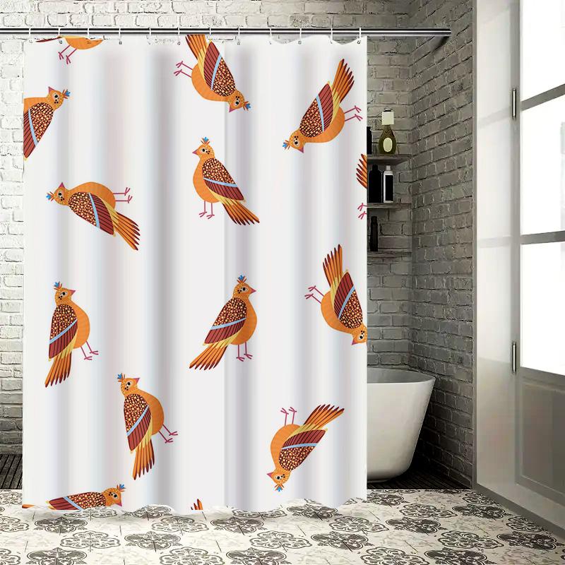 Fashion Bathroom Shower Curtain Set Colorful Chicken Print Waterproof Fabric Decorative Home Decoration