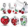 Newstering Copper Cherry Strawberry Fruit Series Charms Beads Fit 3Mm Original Bracelets Diy Birthday Jewelry Gifts