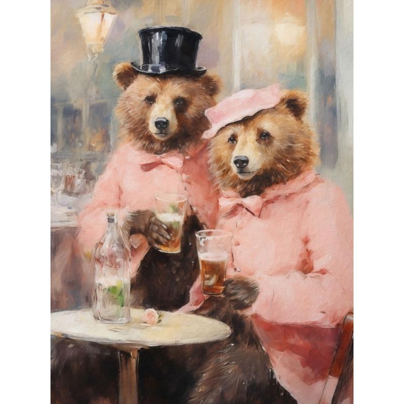 

Смешное животное обезьяна енот гепард коала напиток коктейли плакаты и принты печать на холсте настенное искусство картина для бара домашний декор 21cm×30cm NoFrame