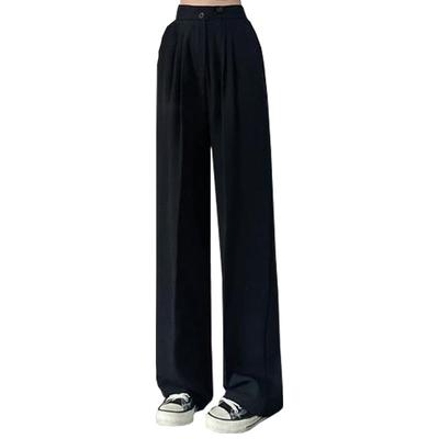 SAINT MARANT SL2414 Casual Wide Leg Pants with High Long Perfect for Office and Size Black Women's Banding, Waist, Black, Slacks, Suits, M,