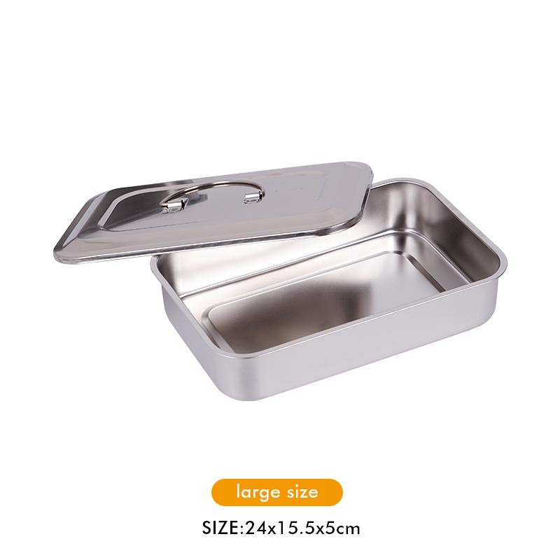 Stainless Steel Dental Instruments Tray With Lid Surgical Tool Medical Disinfection Sterilization Container New