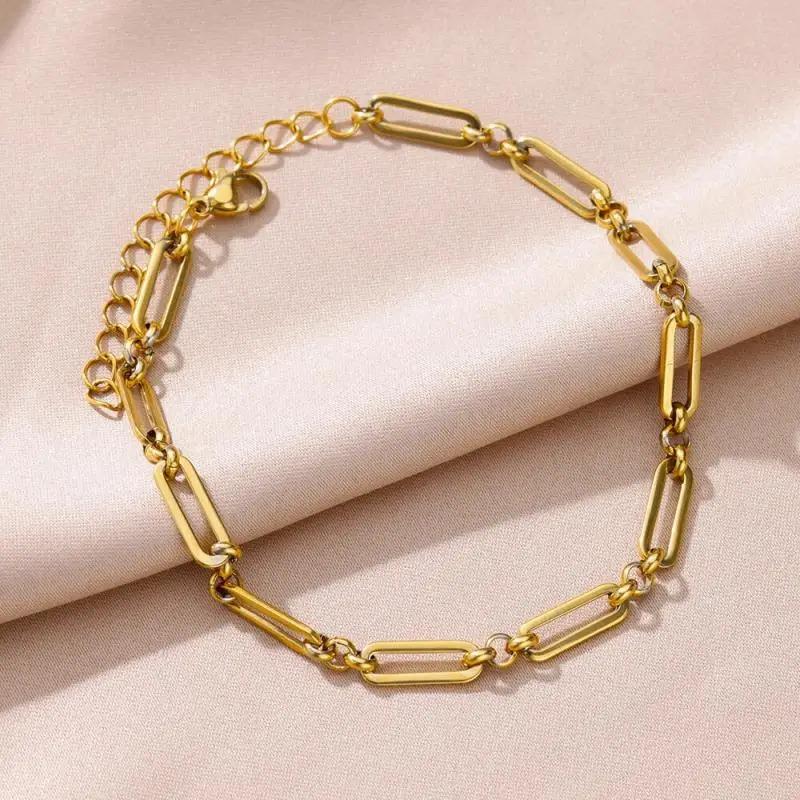 Light Luxury Fashion Retro High-end Anklet Niche Splicing Chain Design Stacked Bracelet Jewelry Geometric Chain