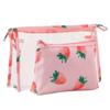 ECARLA – Set of Transparent Cosmetic Bags with Strawberries