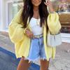 Women's Oversized Fuzzy Knit Cardigan Open Front Lantern Sleeve Casual Loose Sweater Coat