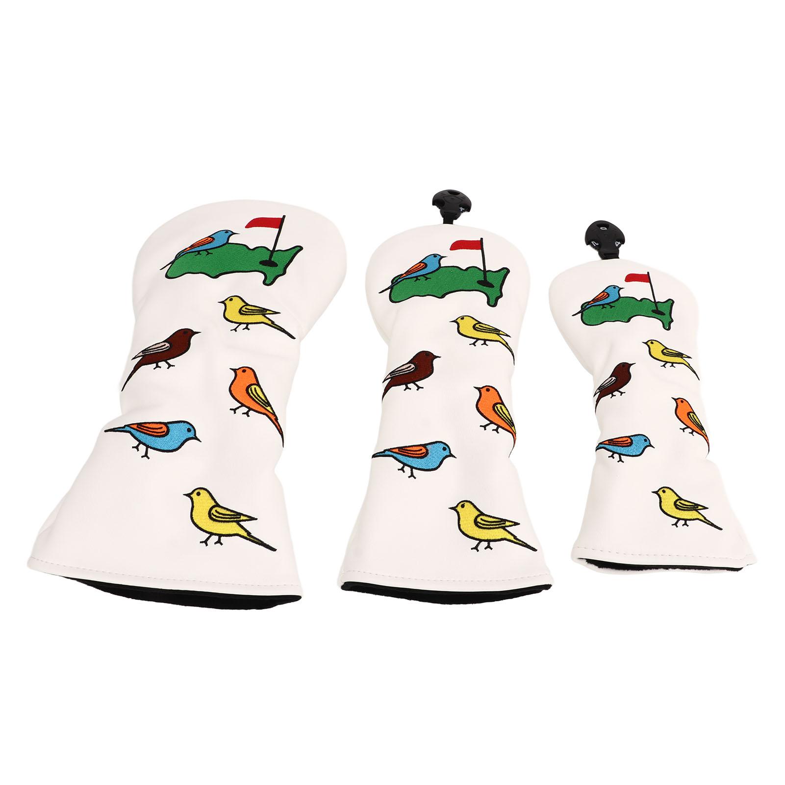 

3шт чехол для головки клюшки для гольфа PU водонепроницаемый с рисунком птицы чехол для головки клюшки для гольфа драйвера Fairway Hybrid