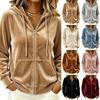 Sweat à capuche zippé en velours pour femme à manches longues pour un usage décontracté