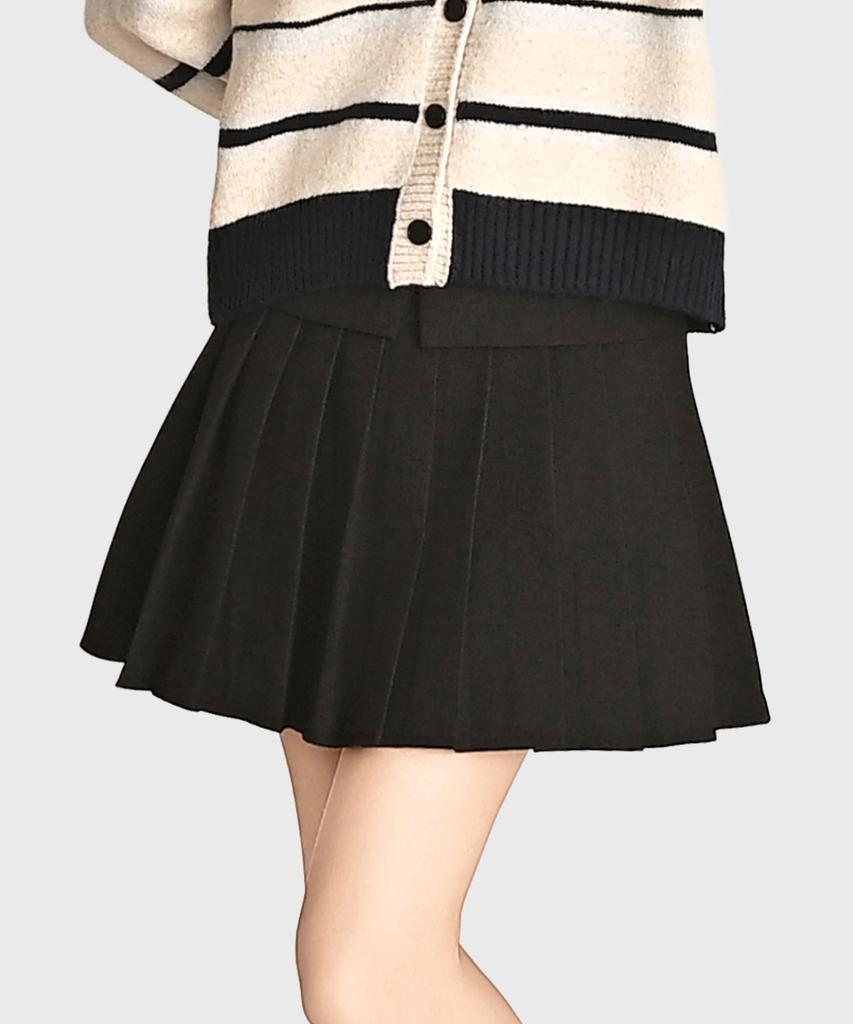 Keulleiseu Pleated Skirt Belt Set_Navy