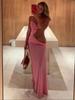 European & American Women's Solid Color Strapless Slim-Fit Split Maxi Dress 8111