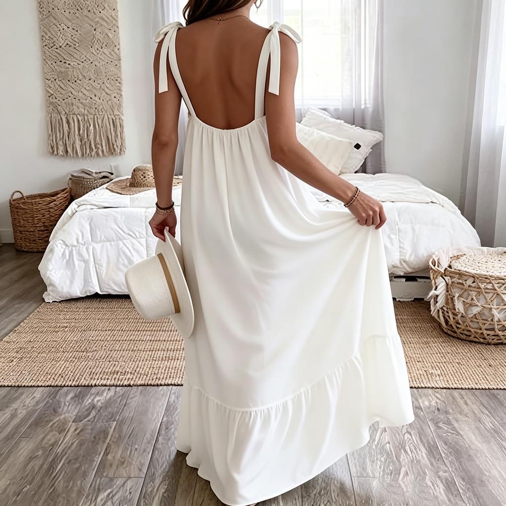 Women’s Loose Fit Casual Maxi Dress U Neck Sleeveless Sundress with Ruched for Spring Dresses for Women Summer Dresses for Women