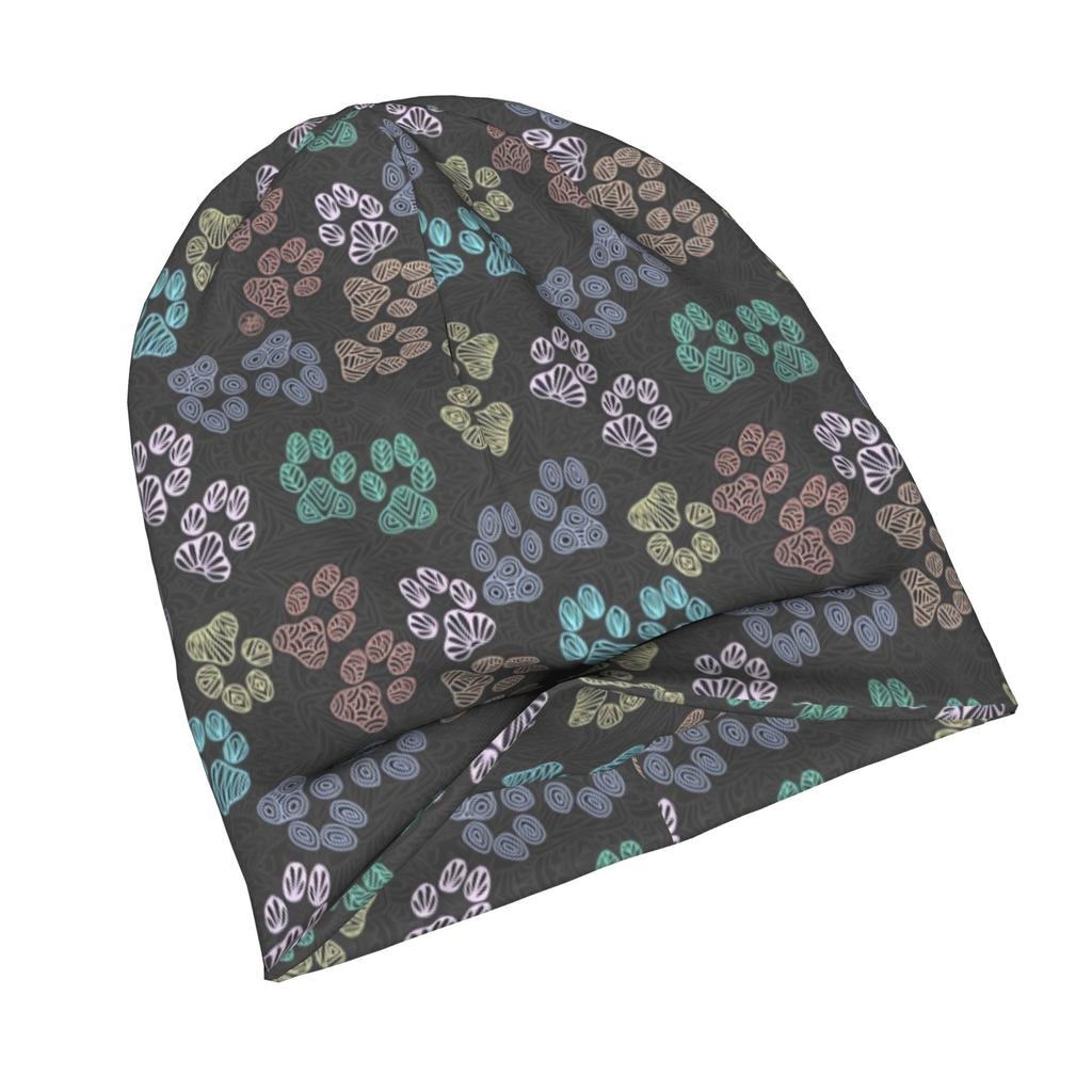 2D Flat Printing Paw Prints Adult Knit Beanie with Easy Modern Style Fits Effortlessly Into Seasonal Wardrobes And Pairs Well with Jackets Or Casual L