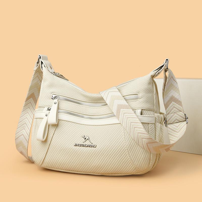 Soft leather large-capacity women's bag medium mother bag new fashionable and simple multi-layer casual shoulder messenger bag bag