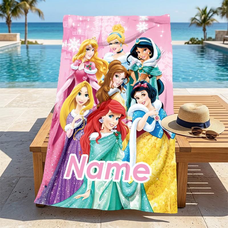 Custom Name Princess Fantasy Stylish Digital Printing Beach Towel Quick‑Drying Absorbent Blanket for Beach Pool Gym Travel