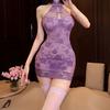 Yetingxiang new Chinese neck buckle lace cheongsam perspective temptation hip skirt sexy lingerie