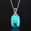 Jewelry Copper Bottom Gold-Plated Imitation Emerald Square Diamond Pendant Necklace 20 * 28