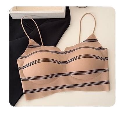 Small Floral Seamless Thin Shoulder Strap Beautiful Back Fixed Cup Sling Vest Anti-light Bra Cover