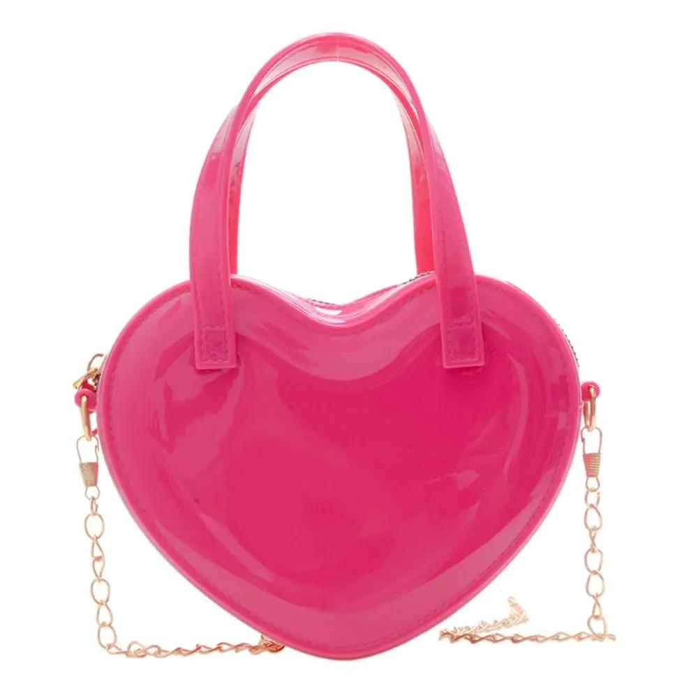 Women's New Mini Crossbody Chain Shoulder Bag Fashion Love Shape Candy Color Jelly Single Shoulder Bag Handbag Women's Satchel