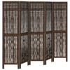 5 Piece Room Divider Dark Brown Solid Paulownia Wood