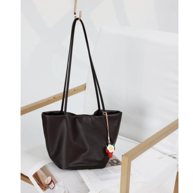 

Leather women s bags, high-end bucket bags, leather large bags, large-capacity single-shoulder bags, top-grain cowhide women s bags, tote bags 18x21x15cm