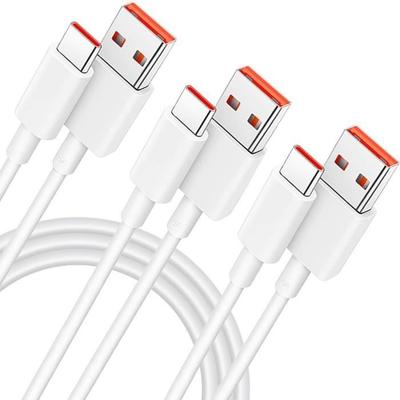 3x Cable USB-C Rápido 6A para Xiaomi 13 Ultra, Xiaomi 13T, 13T Pro, Xiaomi 13, 13 Pro, 13 Lite - Blanco 1 Metro