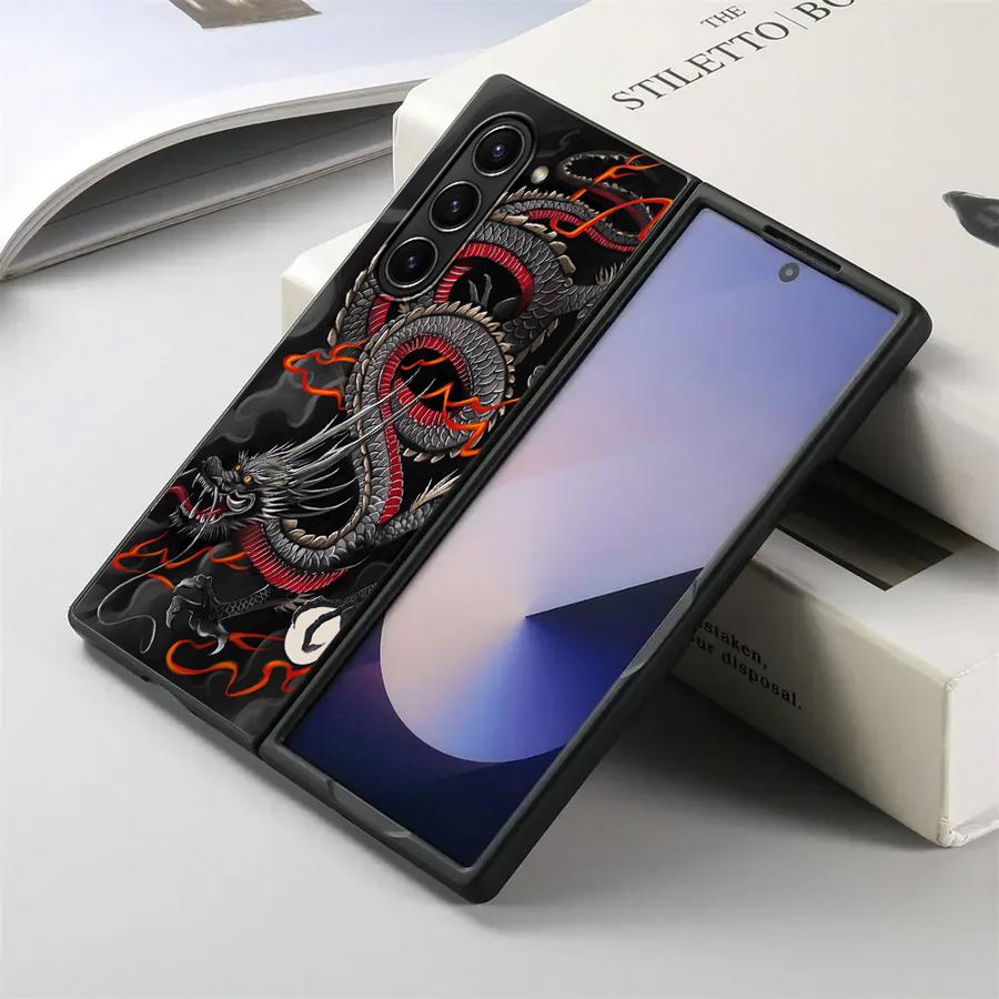 Dragon Pattern Case for Samsung Galaxy ZFold3 Z Fold 7 6 5 4 3 ZFold7 ZFold4 ZFold6 ZFold5 Back Phone Cover