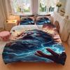 3pcs Thunderous Lightning Zeus Bedding Set, Includes One Quilt Cover and Two Pillowcases (No Core), Anime Cartoon Design for Home Decor