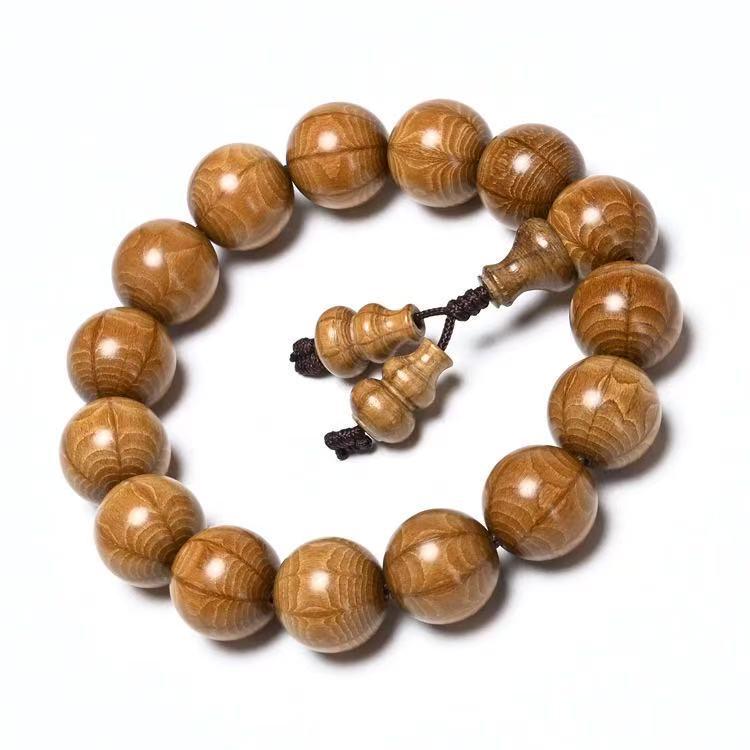 Handcrafted Six-Lobed Dragon Wood Buddhist Beads Rosary, 20mm