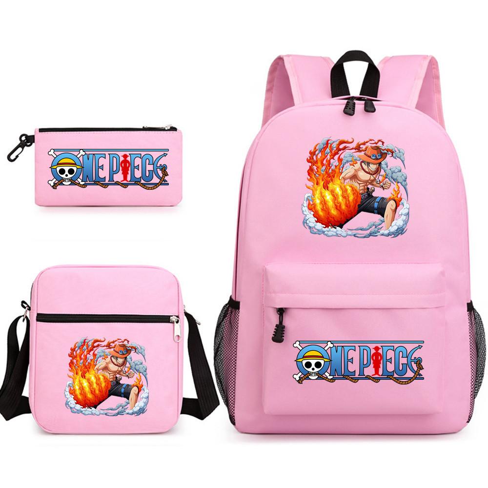 One Piece Anime Rucksack für Schüler Outdoor Campus Schultasche mit Federmäppchen Digitaldruck