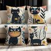 Cute Cats And Floral Patterns Digital Printing Pillow Cover Short Plush Suitable Living Rooms Bedrooms Sofas Throw Cushion Cover