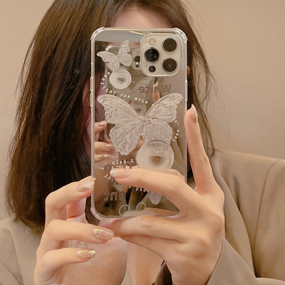 Retro Butterfly 13pro Max Apple IPhone 14 Mobile Phone Case 12 Suitable for 11 Anti-fall 15 Soft Cover 8p Mirror