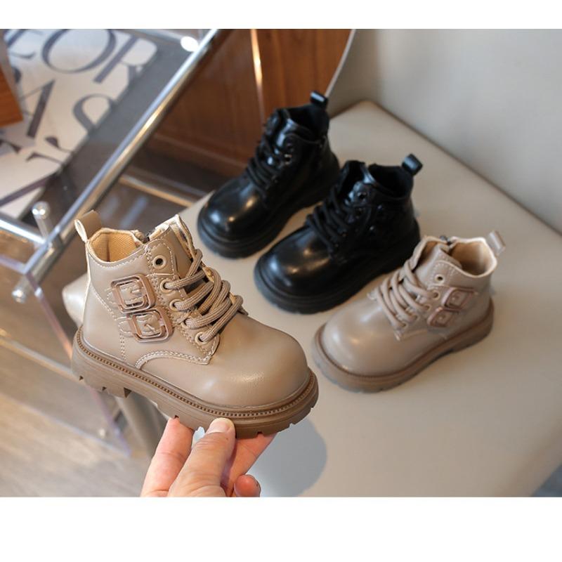 Solid Color British Style Kids Martin Boots Unisex Boys Girls Children Short Ankle Boots