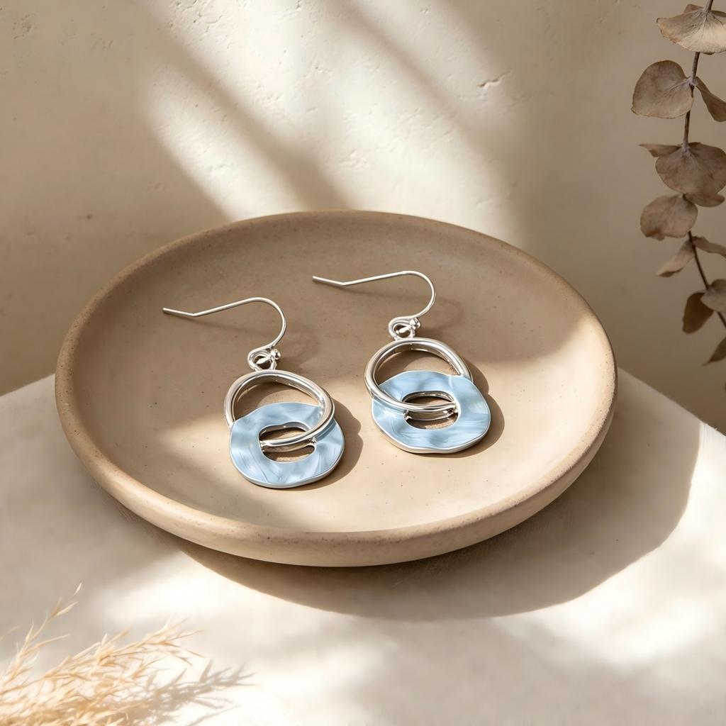 Hot-selling retro enamel irregular geometric splicing environmentally friendly alloy material personality niche design earrings