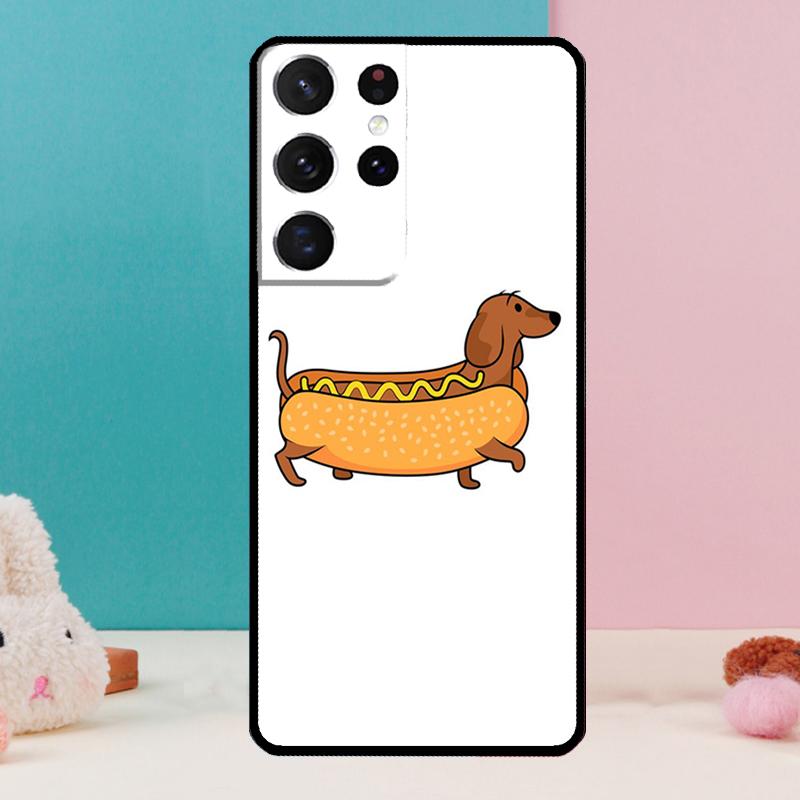 Cartoon Dachshund Sausage Dog Phone Case For Samsung Galaxy S25 S24 S23 S22 S21 Ultra S9 S10 Plus S20 FE Funda Cover Shell