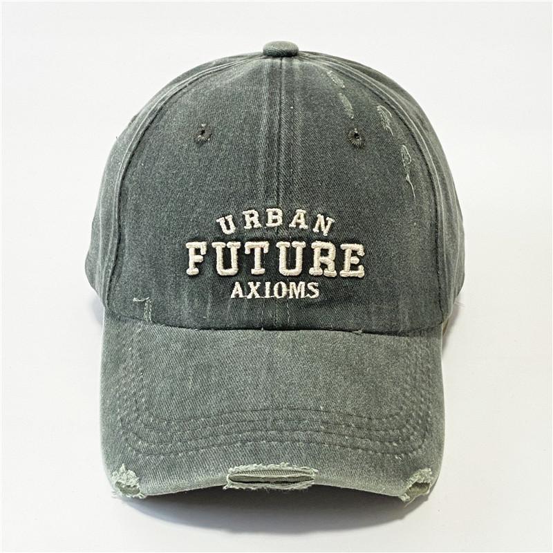 Retro Old Baseball Hat Men and Women American Washing Ripped Letters Baseball Cap Showing Face Small Sun Hat