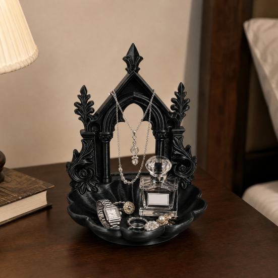 Jewelry Storage Tray with Gothic Arch Pearlescent Design Gothic Themed Jewelry Organizer