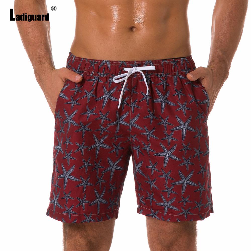 Ladiguard Plus size Men Leisure Flamingo Print Shorts 2022 Summer New Sexy Drawstring Shorts Male Casual Pocket Beach Half Pants