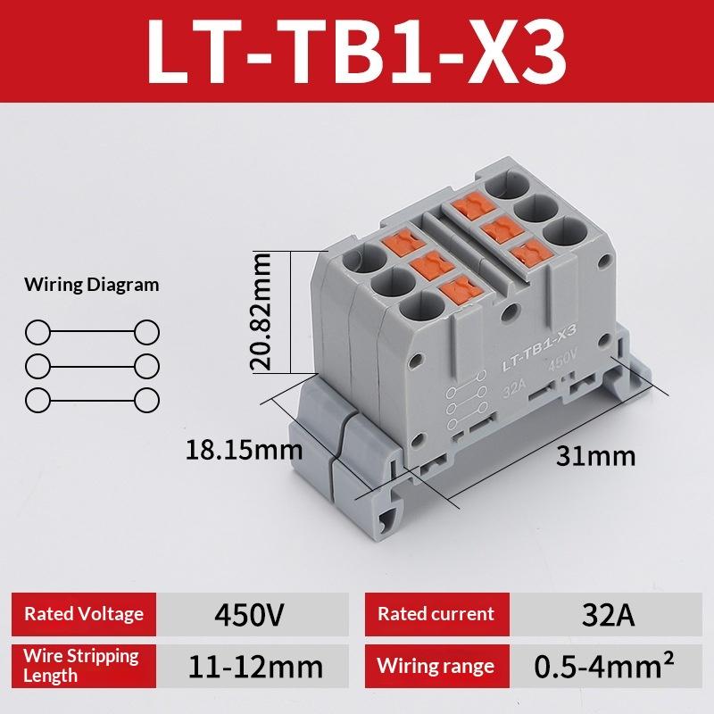 Splicing Din Rail Push In Spring Terminal Block, Multi Input Multi Output Wire Connector, Quick Connection Terminal Block