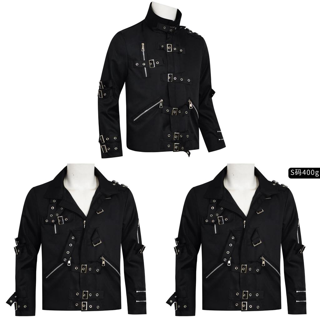 Michael Jackson Cosplay Stage Punk Jacket With Metal Details For Performers