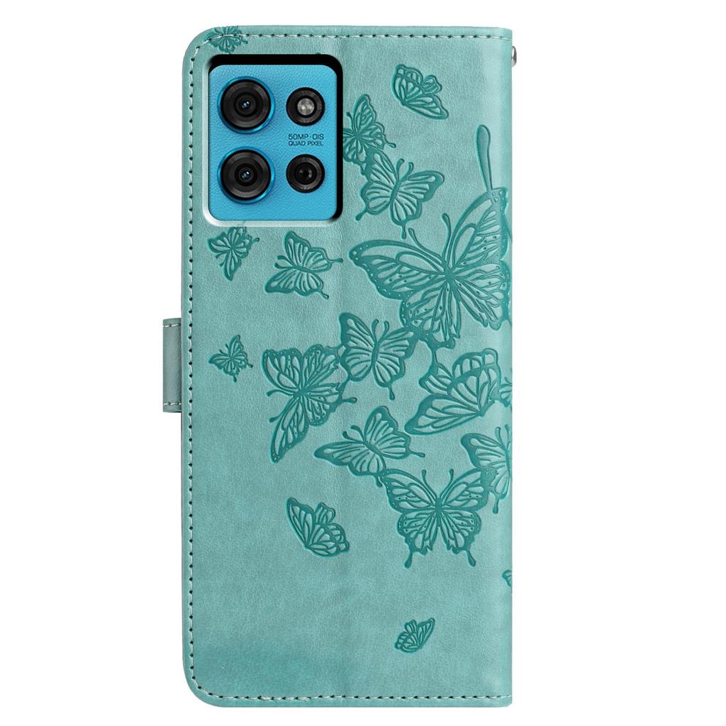 For Motorola Moto G75 5G Case Butterfly Imprinted Wallet Stand PU Leather Flip Phone Cover with Strap