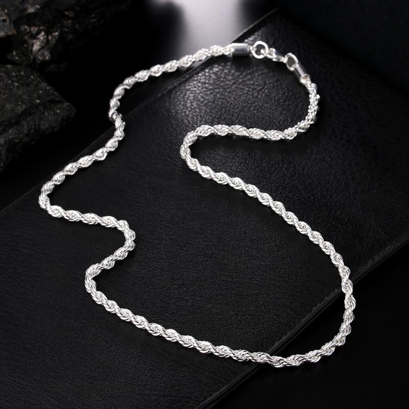 S925 Sterling Silber 16/18/20/22/24 Zoll 4MM Hanfseil Kette Halskette für Frau Mann Mode Charme Hochzeit Schmuck Geschenk