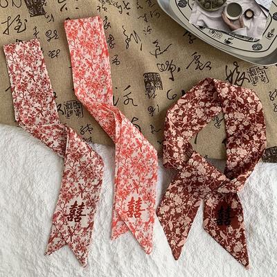 Silk Scarf, Long Strip, High-end Sense, Summer New Thin and Narrow Tied Hair, Tied Bag, Headband, Neck, Small Scarf, Decorative Belt.