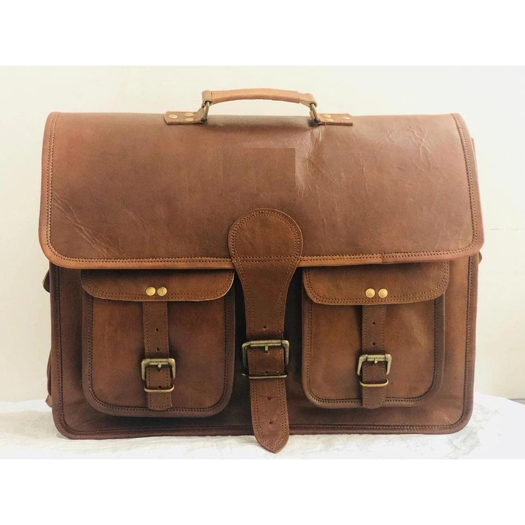 Handcrafted Men's Genuine Leather Vintage Laptop Messenger Briefcase Bag Satchel