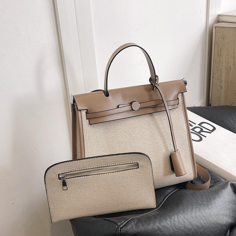 Nová módní plátěná nákupní taška v kontrastních barvách, přenosná přes rameno, messenger, trendy dámská taška