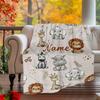 240Gm2 Cute Safari Animals Outdoor Comfortable Soft Lightweight Allseason Multipurpose Blanket For Travel Camping Picnics Sofa Office Bed Living Room