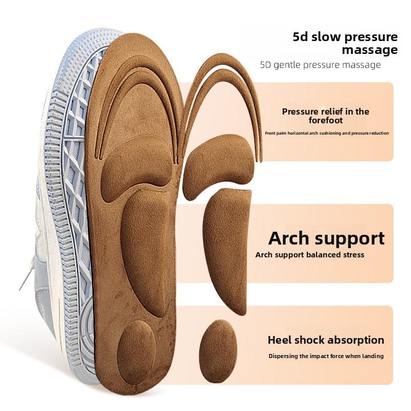 4D Warm Sponge Insole Autumn and Winter Ultra-short Velvet Arch Support Insole Thickened Breathable Sweat Absorption Can Be Cut Full Pad