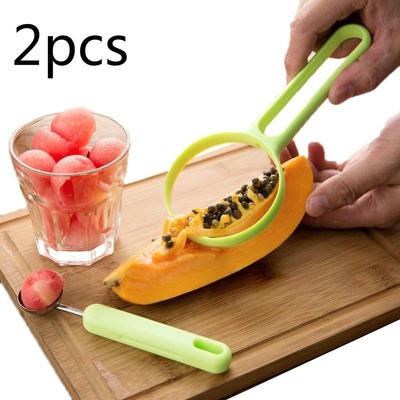 2 Stück Obstschalenentferner Schäler Gemüse Samen Auslöffel Set Wassermelonenfruchtfleisch Auslöffel Küchenwerkzeug