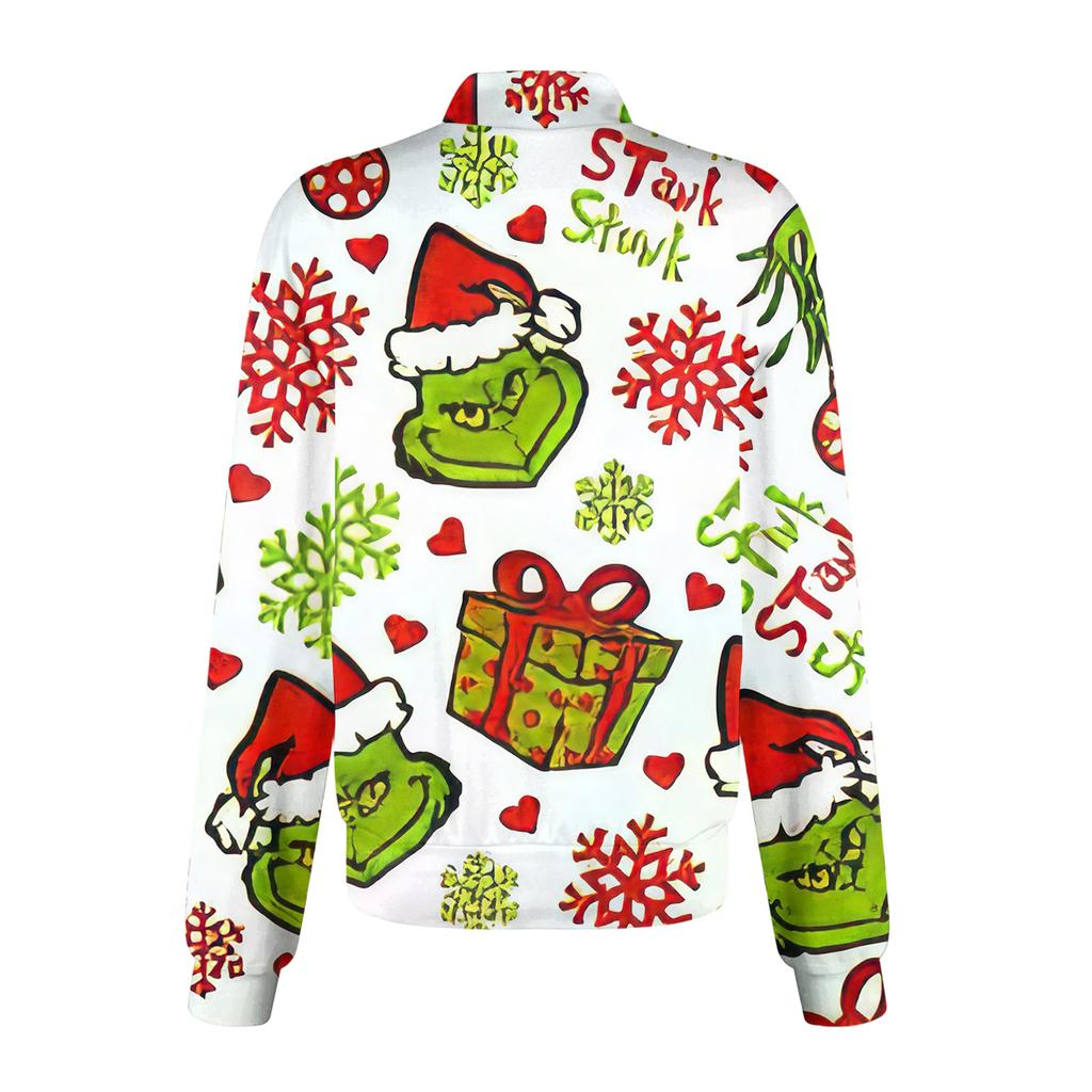 Women Long Sleeve Pattern Pocket Working Stand-up Collar Single-breasted Protective Overalls Cardigan Jacket Top