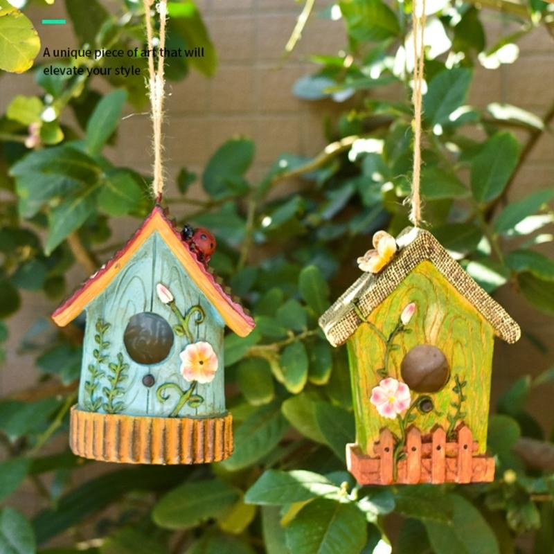 Hummingbird Cage House Outdoor Cage Nest Box Nest Cage Standing Hideouts Painted House for Small Bird