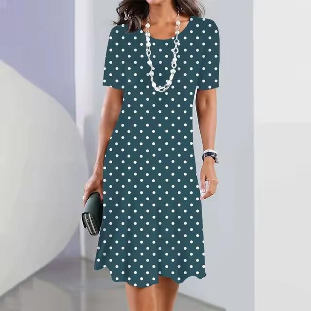 Elegant Fashion Short Sleeve T-shirt Dress Beach Vacation Midi Dresses Women 3d Print Clothing