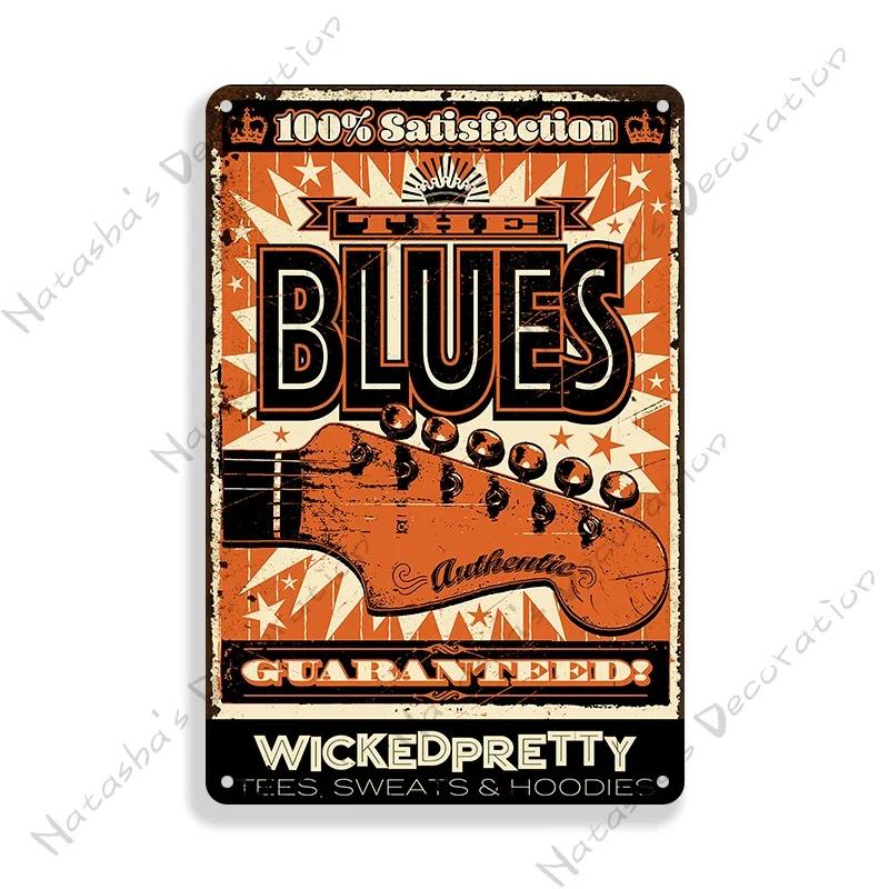 Classic Blues Metal Tin Sign Home Bar Wall Decor Signs Rusty Metal Signs Singer Metal Plaque Decorative Plate Industrial Decor