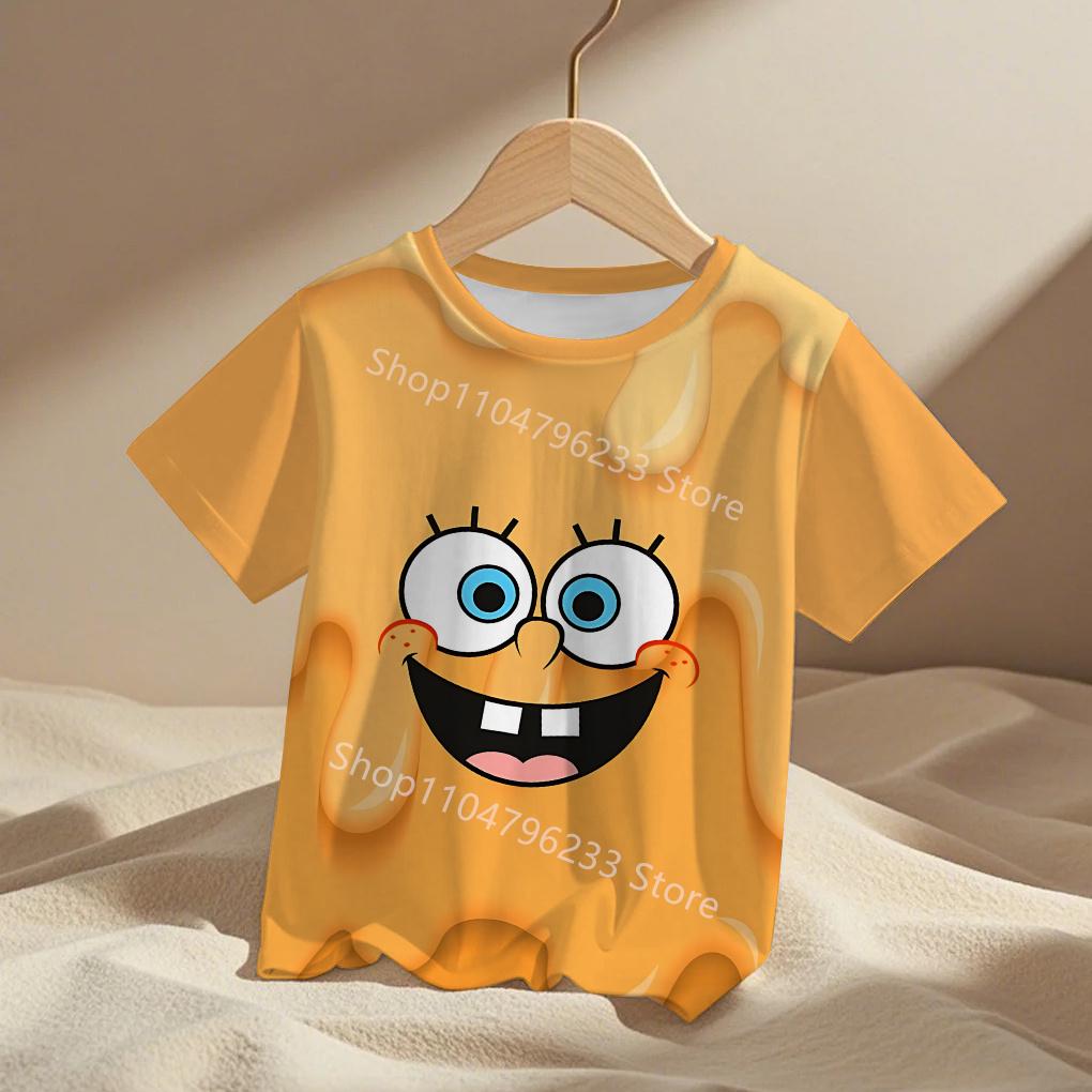 Fashion SpongeBob Kids Cartoon Anime Boys Girls Summer Fashion Casual Men's Women's Tshirts Children Adult Parent Child T Shirts